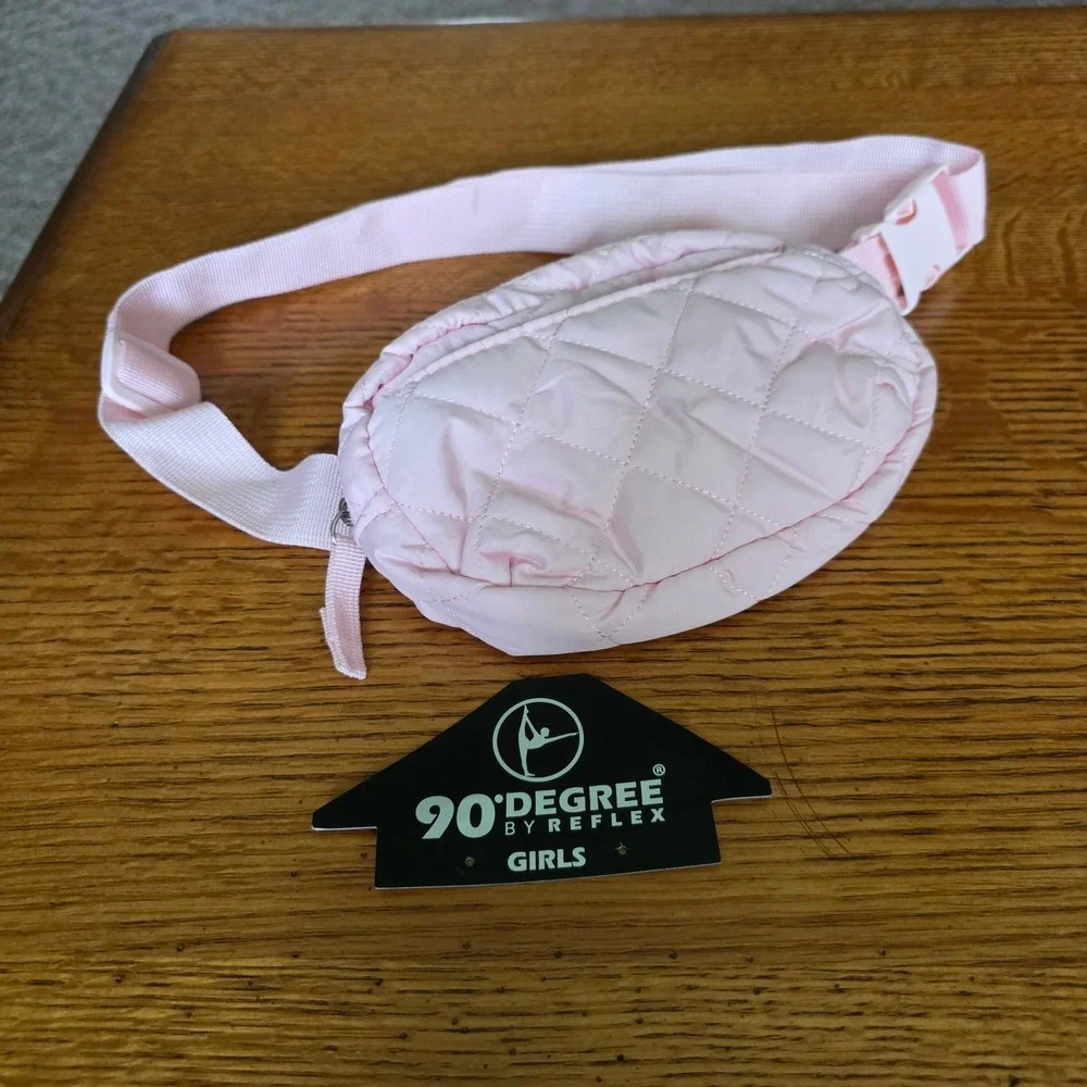 90 Degree by Reflex Girls Pink Quilted Puffer Belt Bag Waist Pack OS Bum Bag